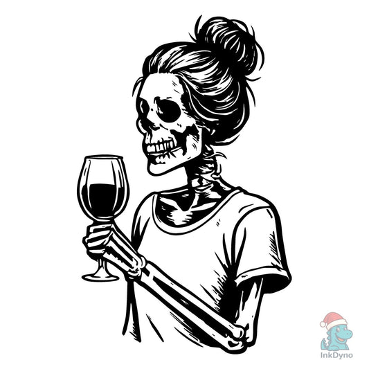 Skeleton Holding Wine Glass - DTF Transfer