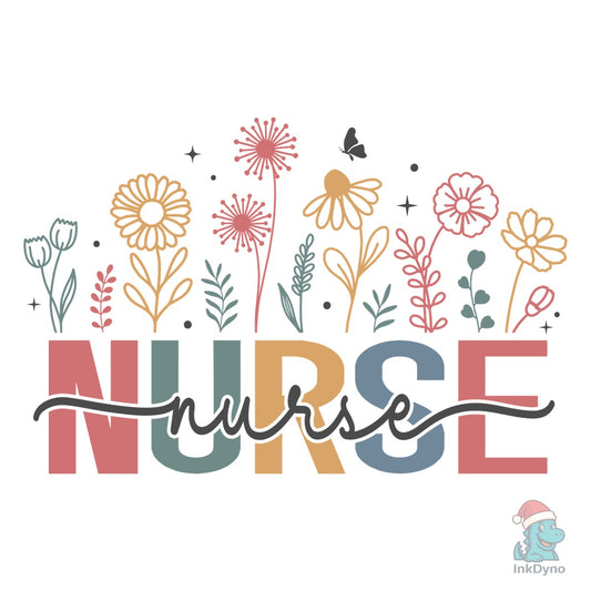 Nurse Boho Floral Nurse Flower - DTF Transfer