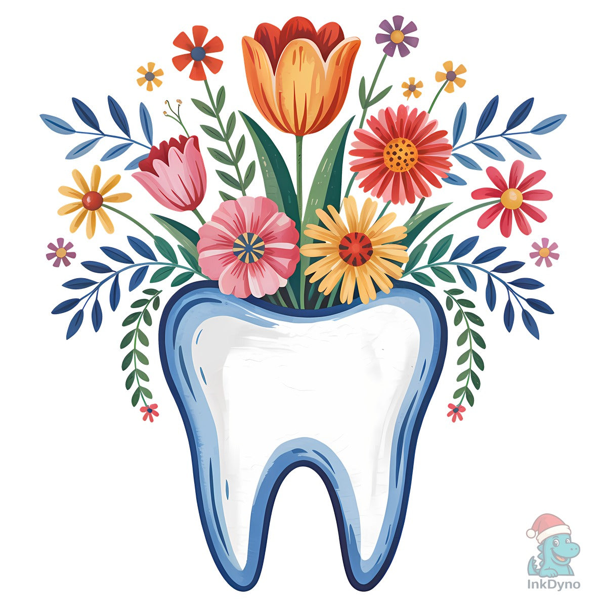 Floral Tooth Retro Dentist Dental Studen