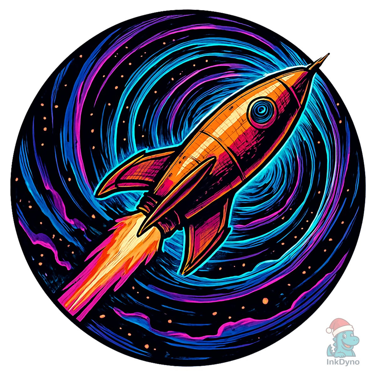 Retro Rocket Galaxy T-Shirt Design