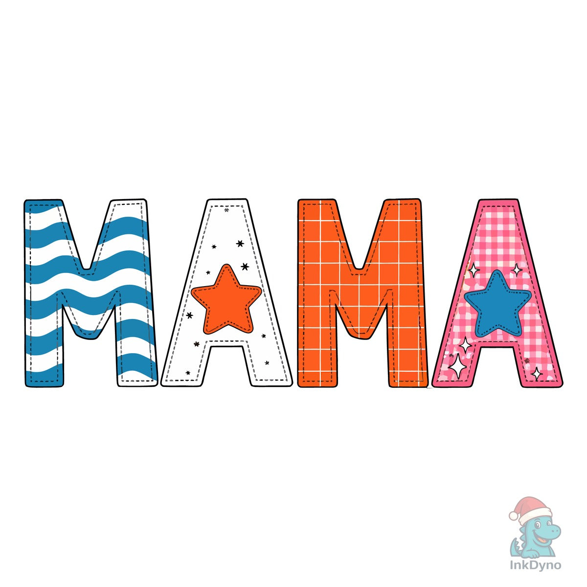 Colorful Stitched Star MAMA Letters...