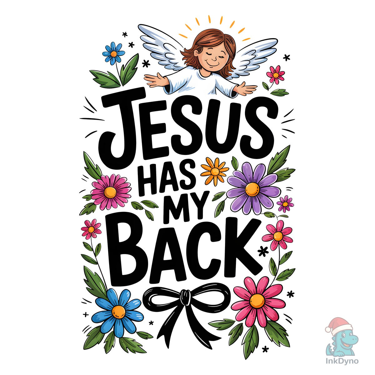 Jesus Has My Back Floral Design Sublimat