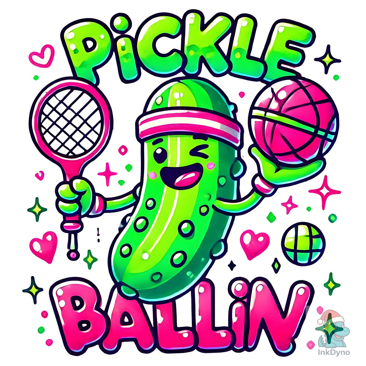 Cute Pickle Monster Playing Sports