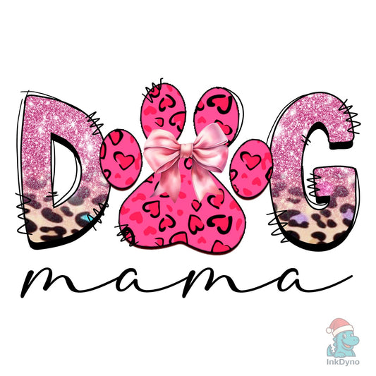 Dog Mama Cute Bow Hearts and Bones - DTF Transfer