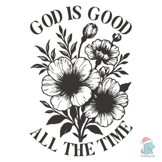 God Is Good Floral Verse - DTF Transfer