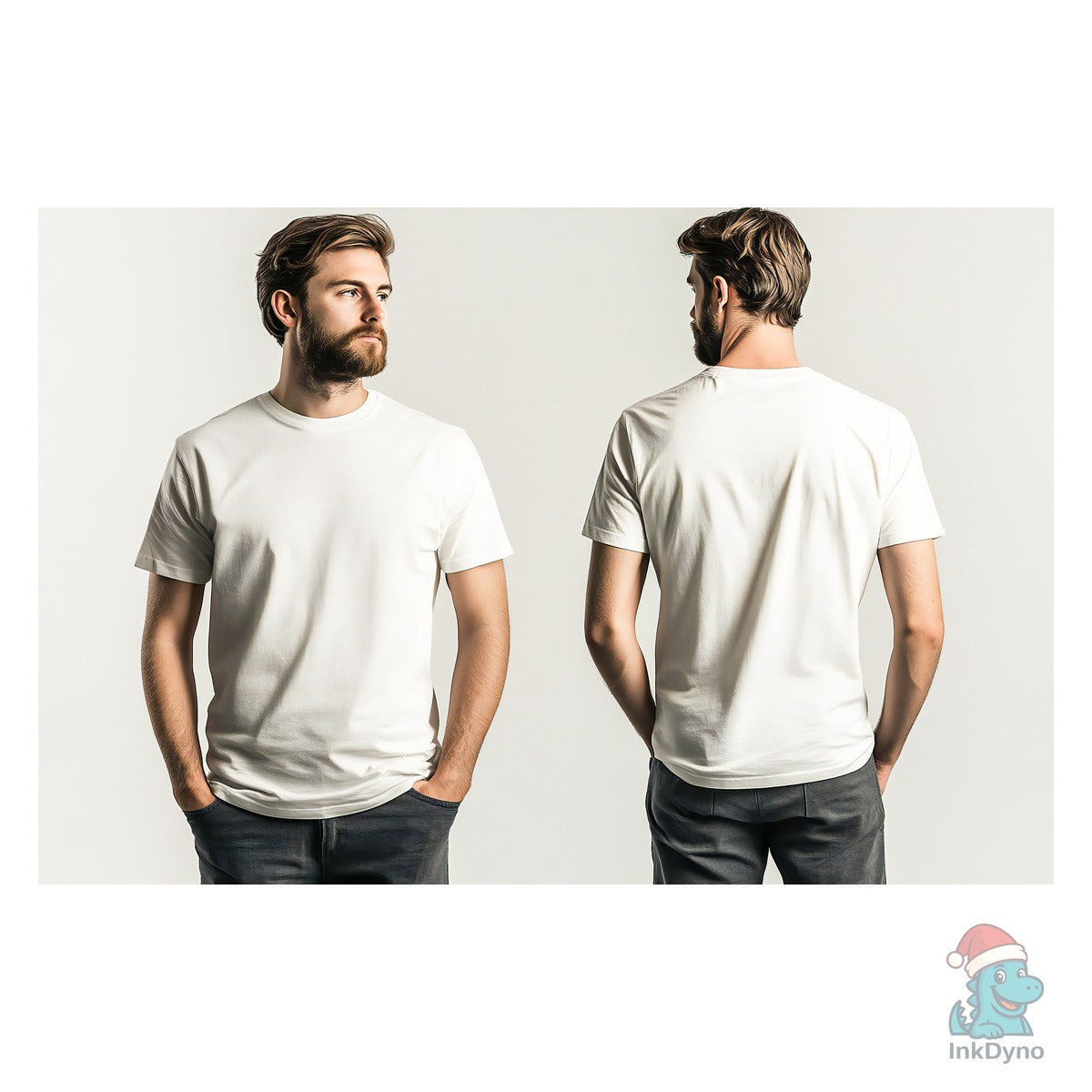 Mockup of a White T-shirt on a Male