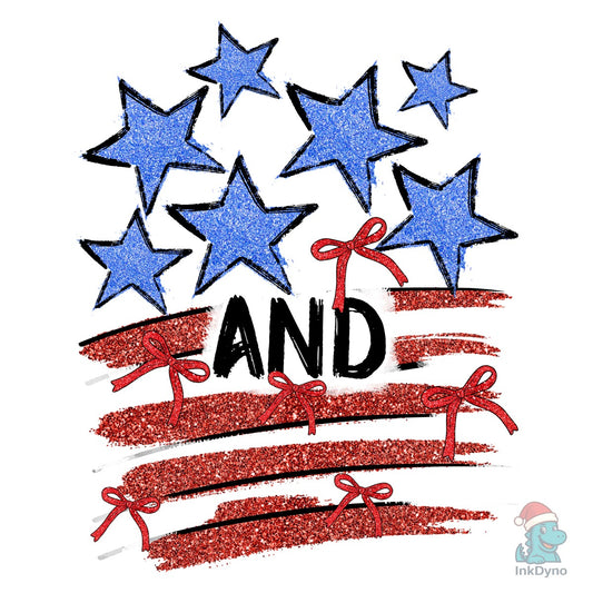 Retro America Coquette Glitter Flag - DTF Transfer