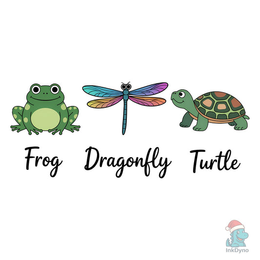 Frog Dragonfly & Turtle Trio - DTF Transfer