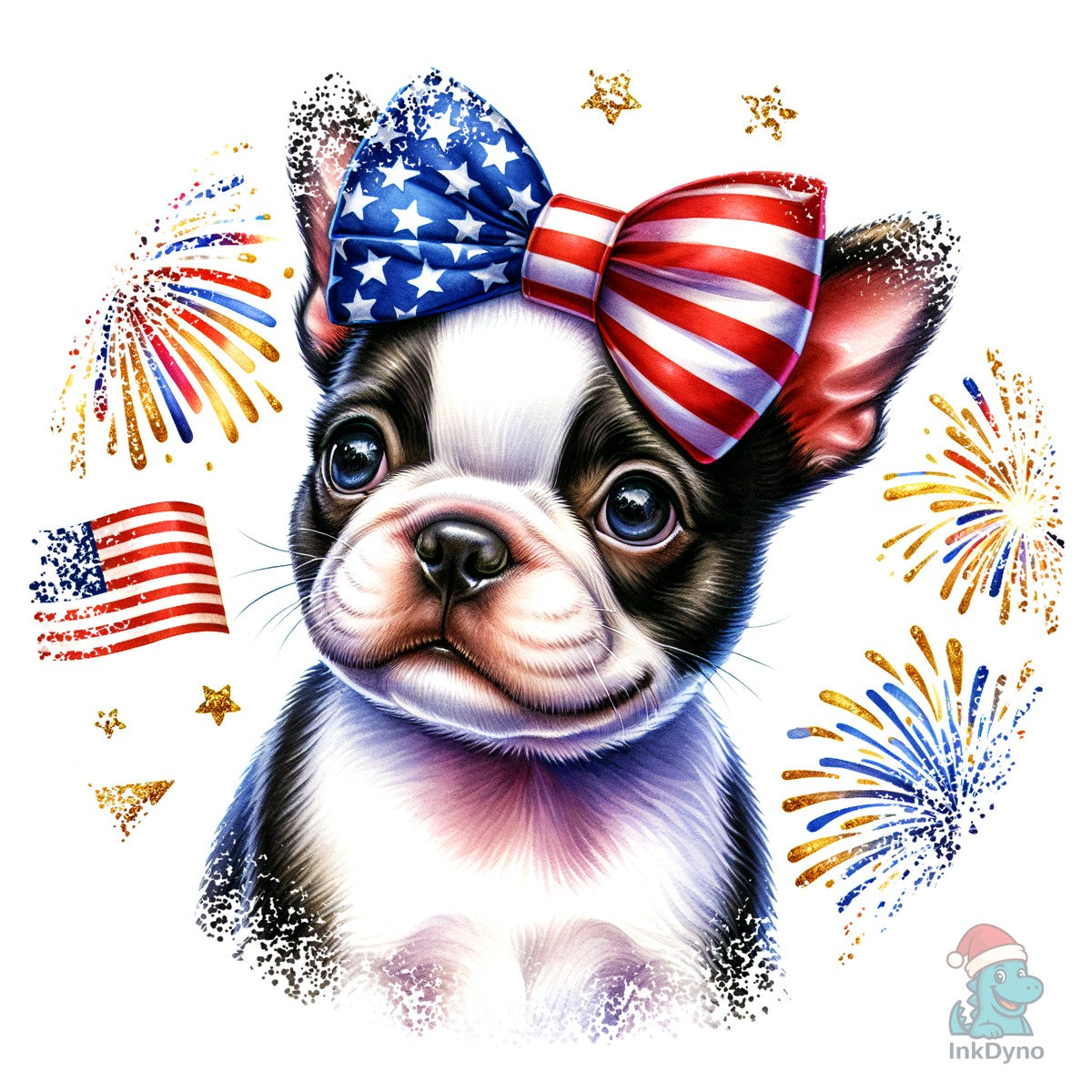 Boston Terrier Dog Patriotic Round
