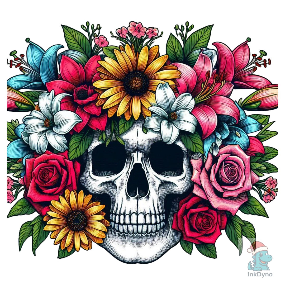 Retro Floral Skull Design