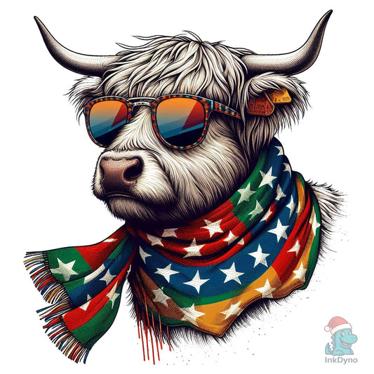Western America Highland Cow USA - DTF Transfer