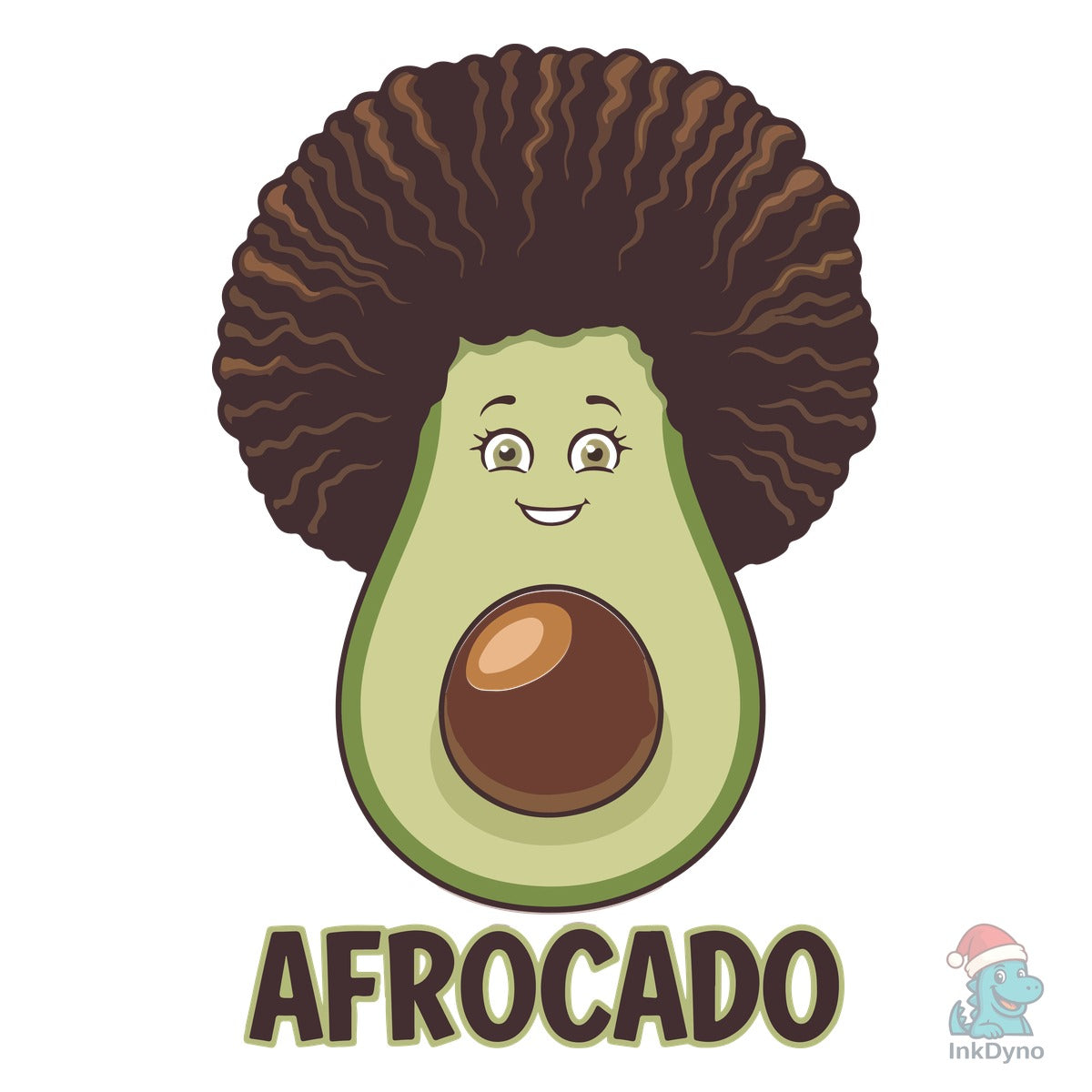 Funny Avocado with Afro Hair Tee Design