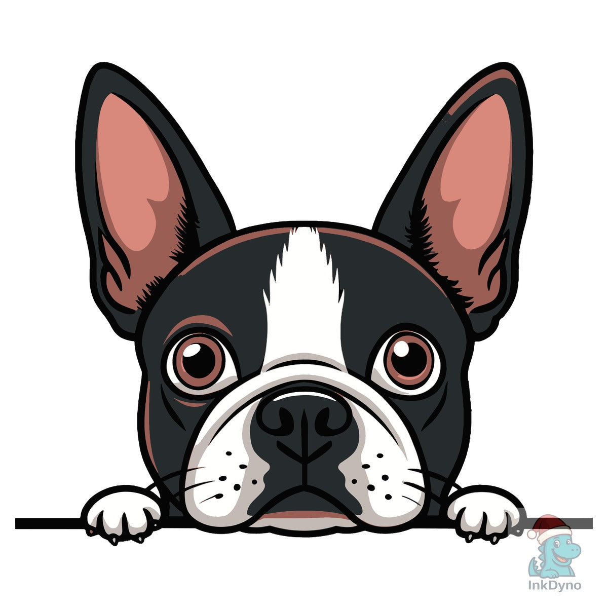 Peeking Boston Terrier Dog Vector