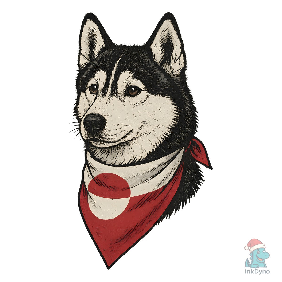 Greenland Husky Dog with Flag Bandana
