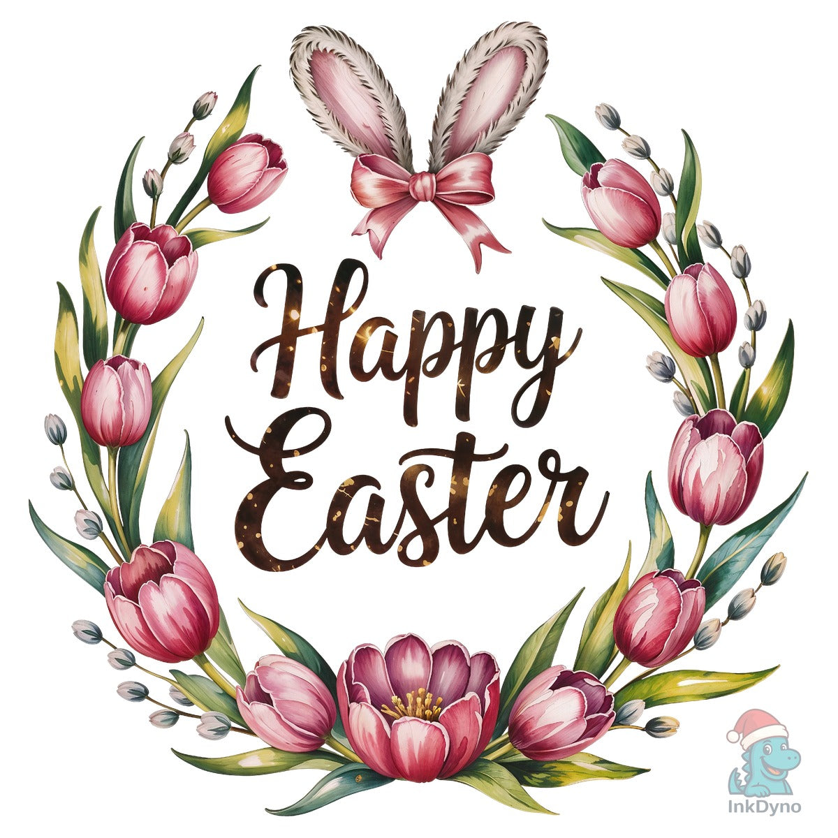 Floral Easter Wreath with Bunny Ears