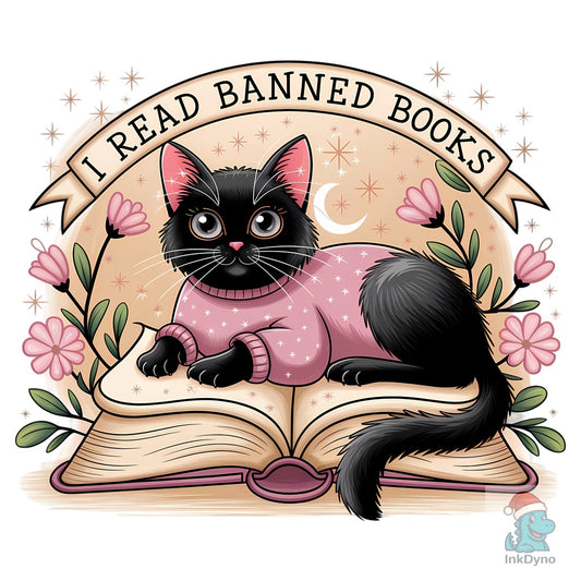 I Read Banned Books - Cat Lover Design - DTF Transfer