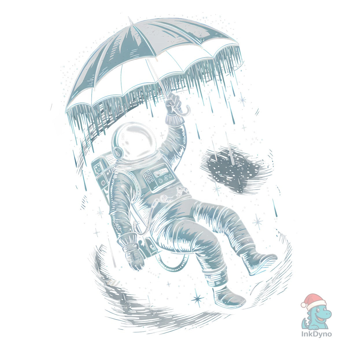 Astronaut Floating with Umbrella