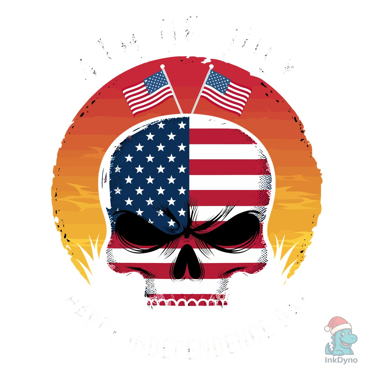 4th of July American Skull Sunset Indepe