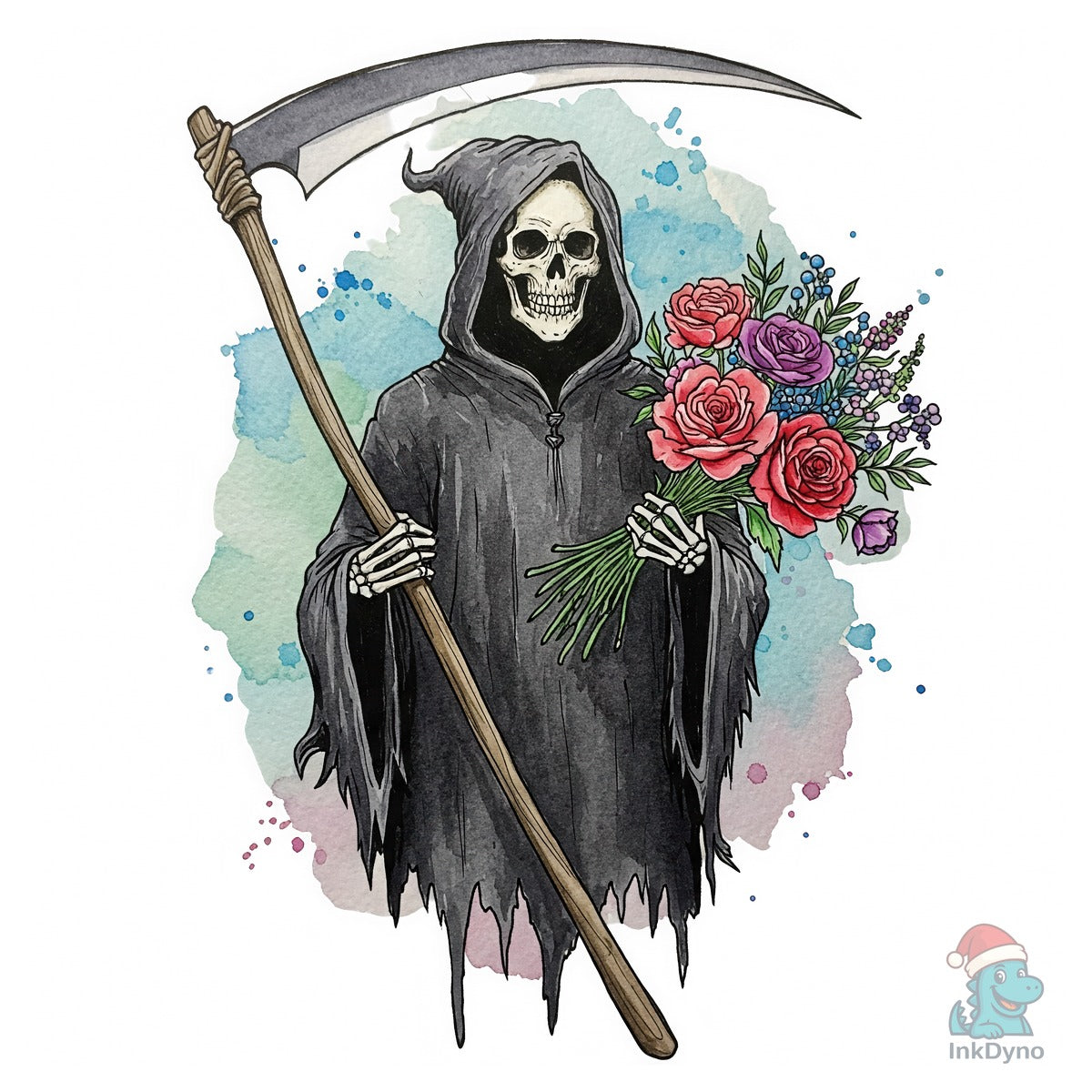 Grim Reaper with Flowers Gothic
