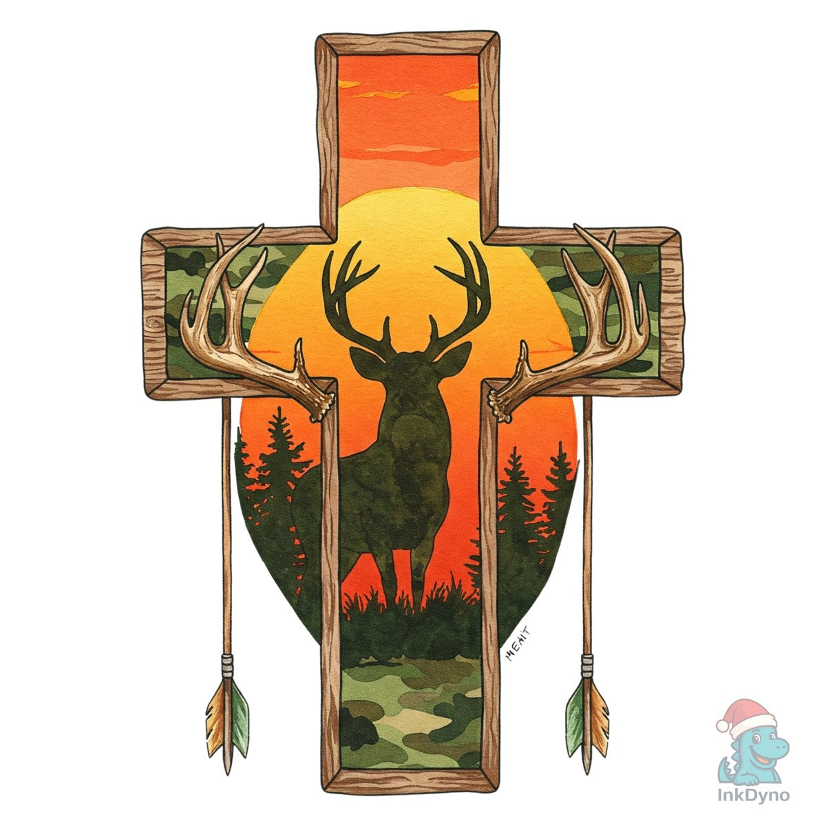 Deer Cross Rustic Hunting Cross Sub