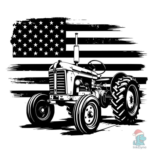Patriotic Tractor Flag Tee - DTF Transfer