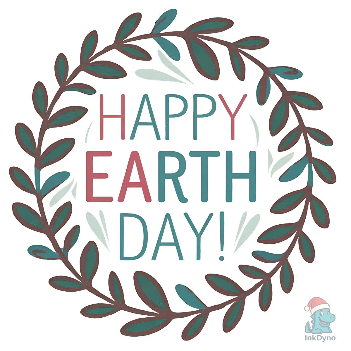 Earth Day with Leaf Wreath T-shirtDesign