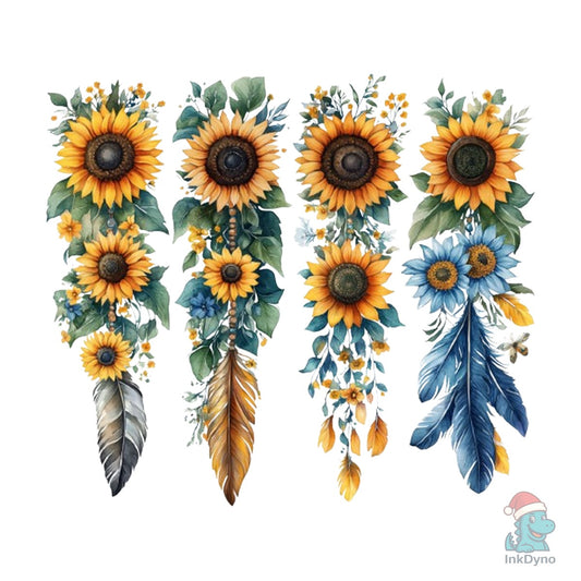 Boho Wildflowers Feathers Flowers - DTF Transfer