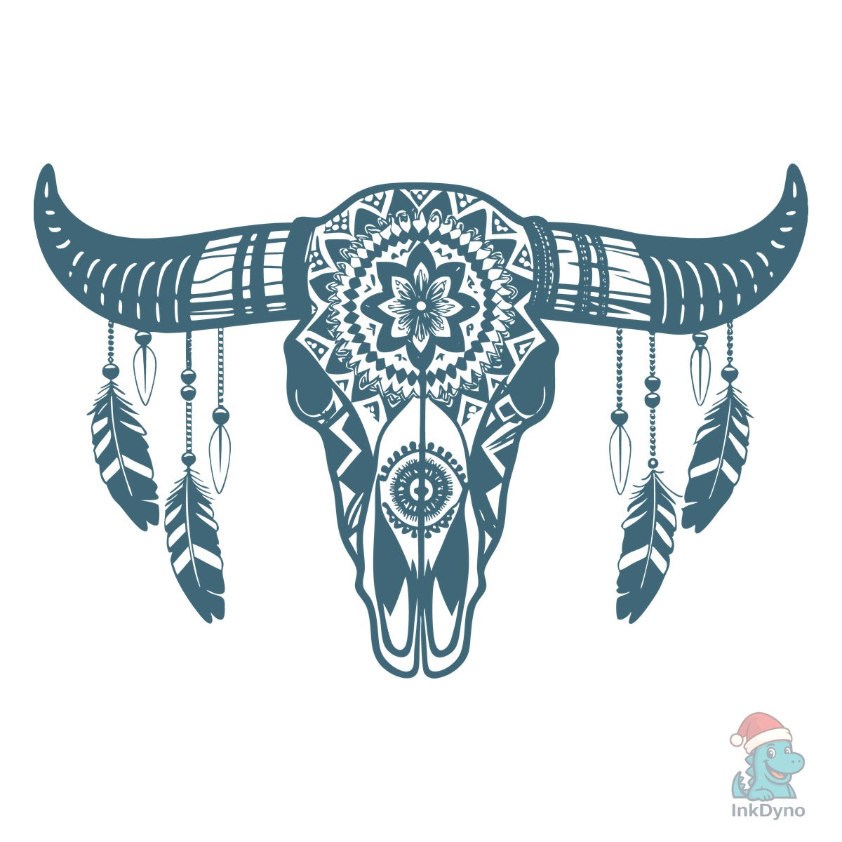 Western Bull Skull Aztec Boho Longhorn