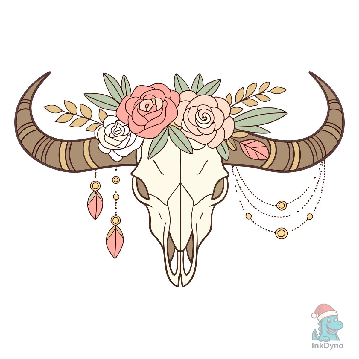 Western Longhorn Skull with Floral Crown