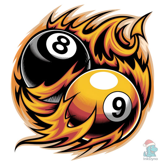 Flaming 8 & 9 Ball - Billiards - DTF Transfer