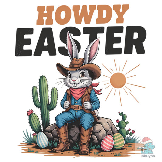 Howdy Easter - Western Cowboy Bunny - DTF Transfer