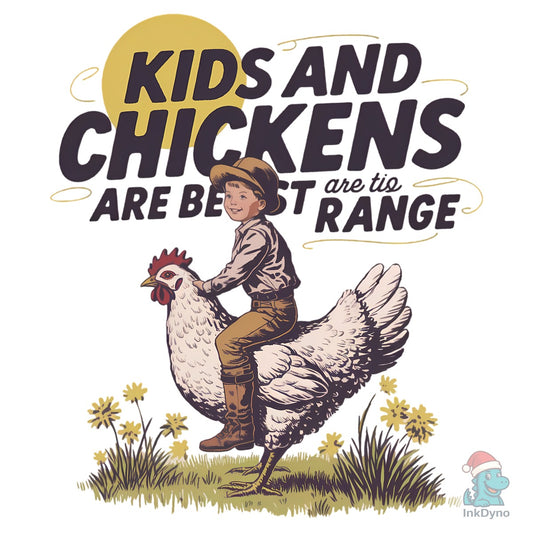 Kids and Chickens - Vintage Farm - DTF Transfer