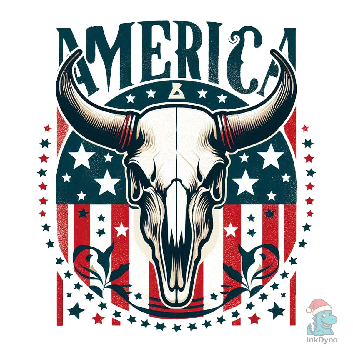Patriotic Cow Skull Flag Graphic
