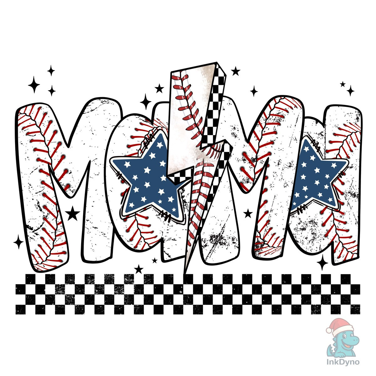 Baseball Mama Lightning Bolt Design