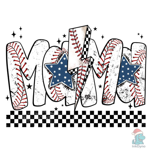 Baseball Mama Lightning Bolt Design - DTF Transfer
