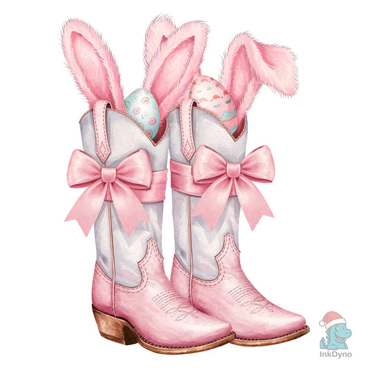 Howdy Western Easter Bunny Cowboy Boots - DTF Transfer