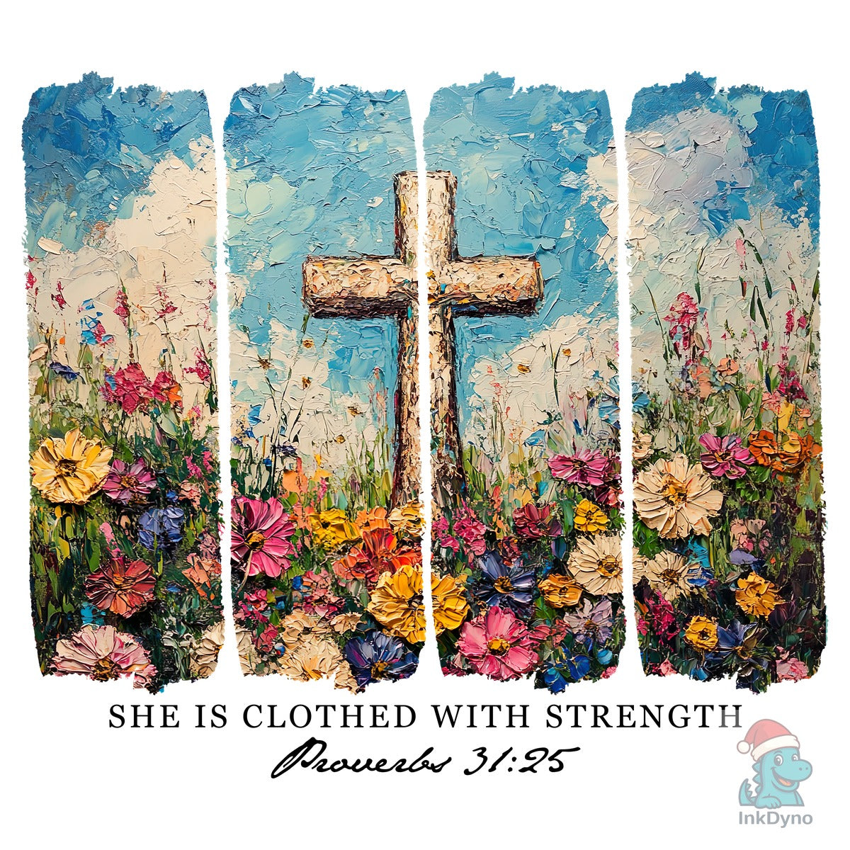 Clothed With Strength Cross Design