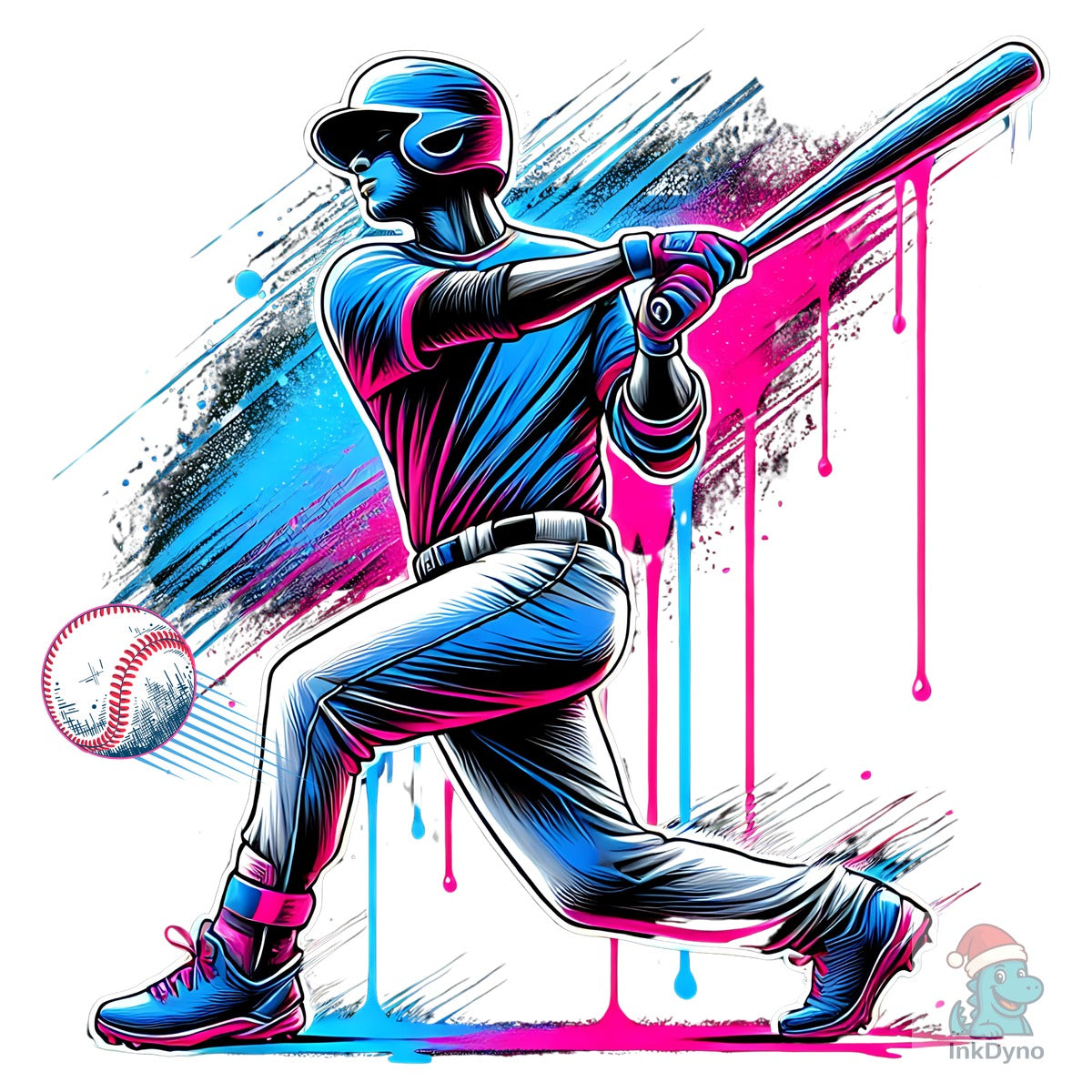 Baseball Player Ice Cream Drip Baseball