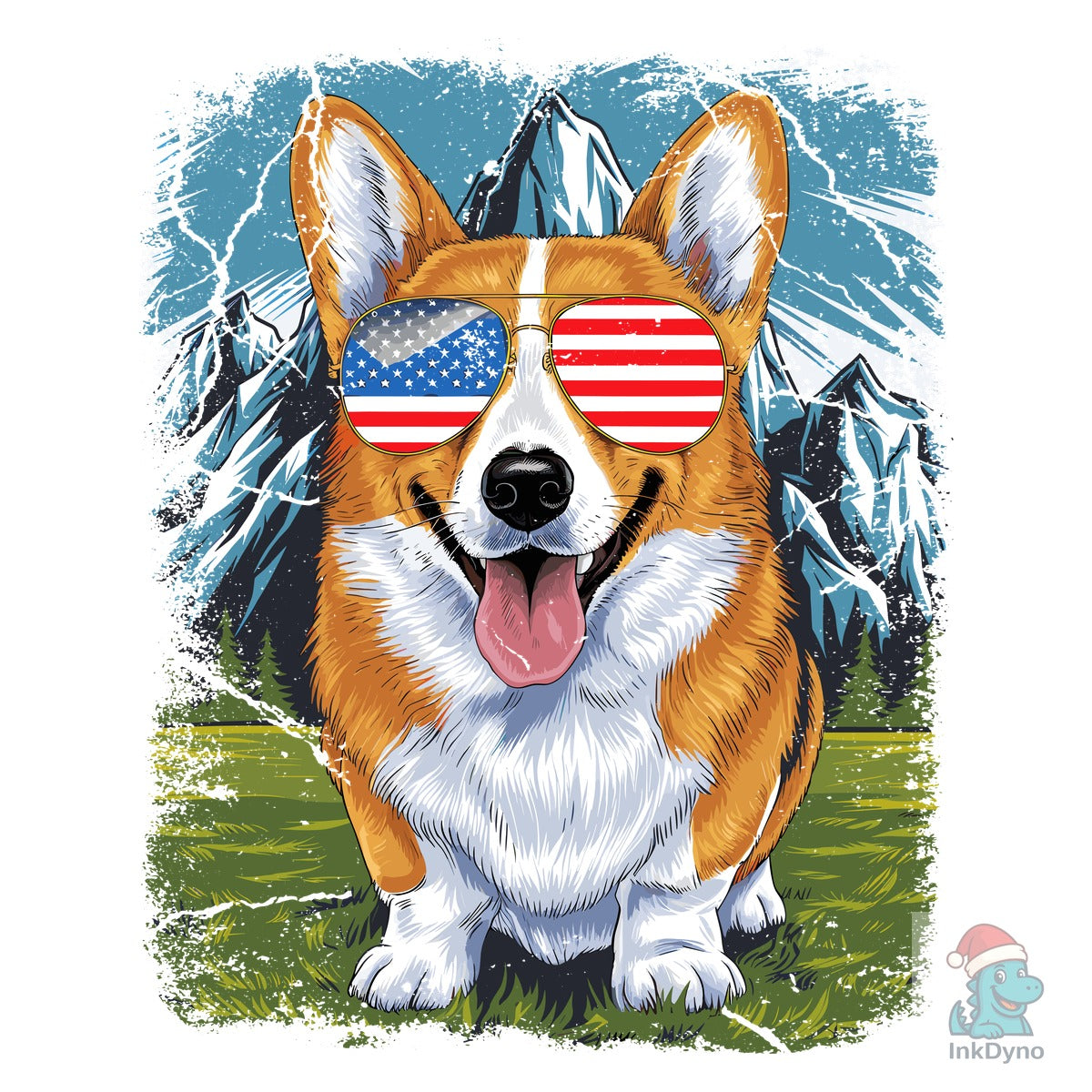 Corgi American Flag 4th of July
