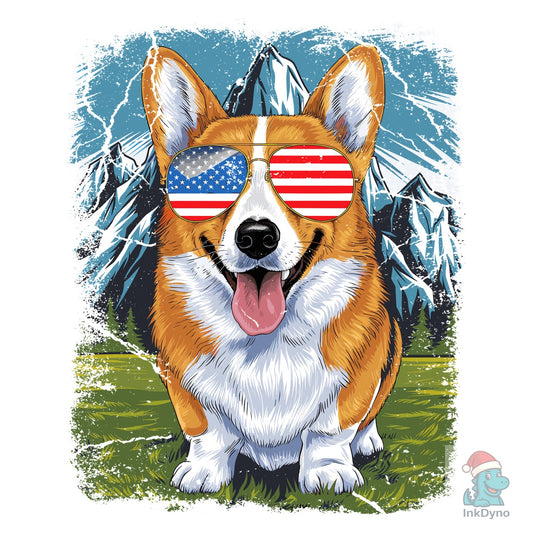Corgi American Flag 4th of July - DTF Transfer