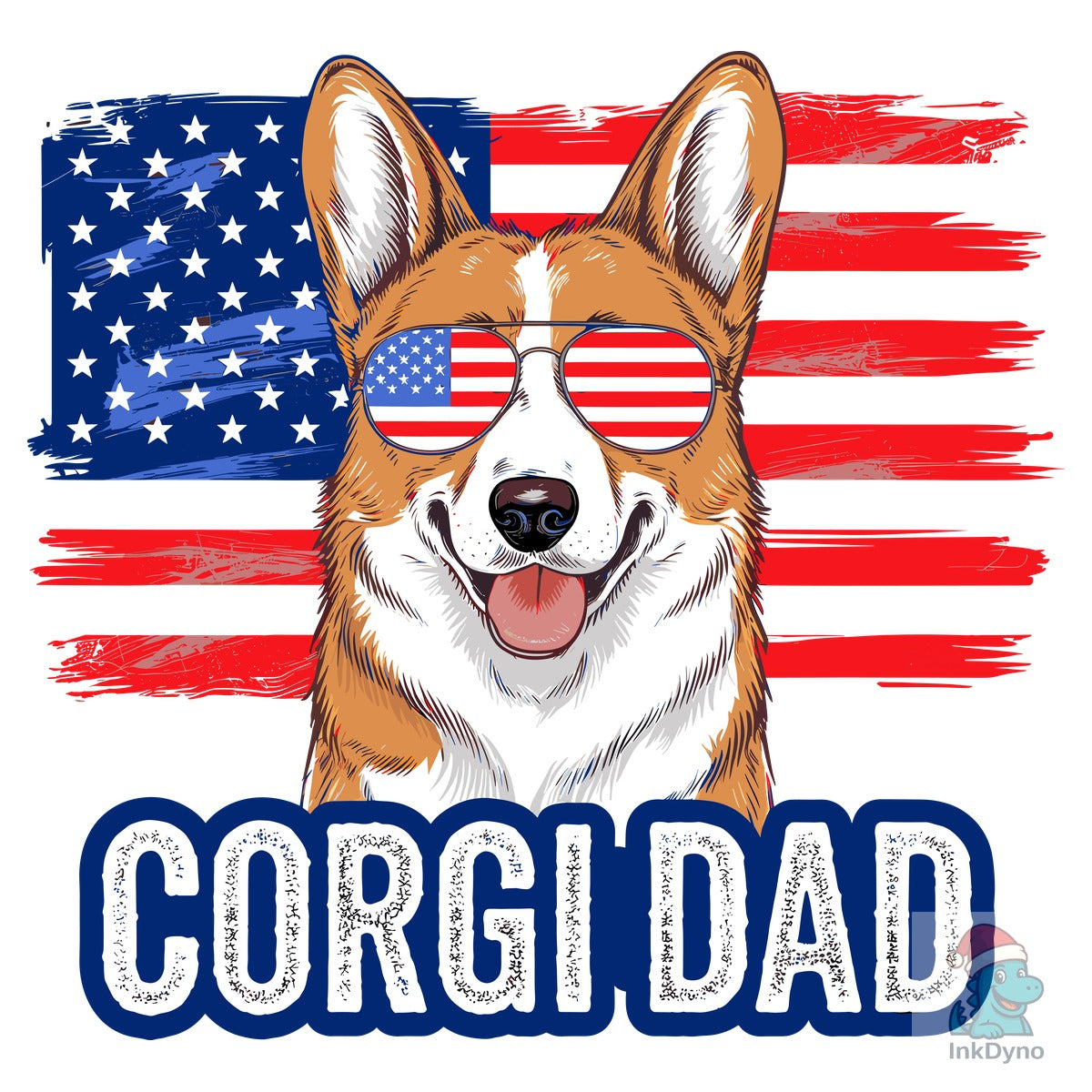 Corgi Dad American Flag 4th of July
