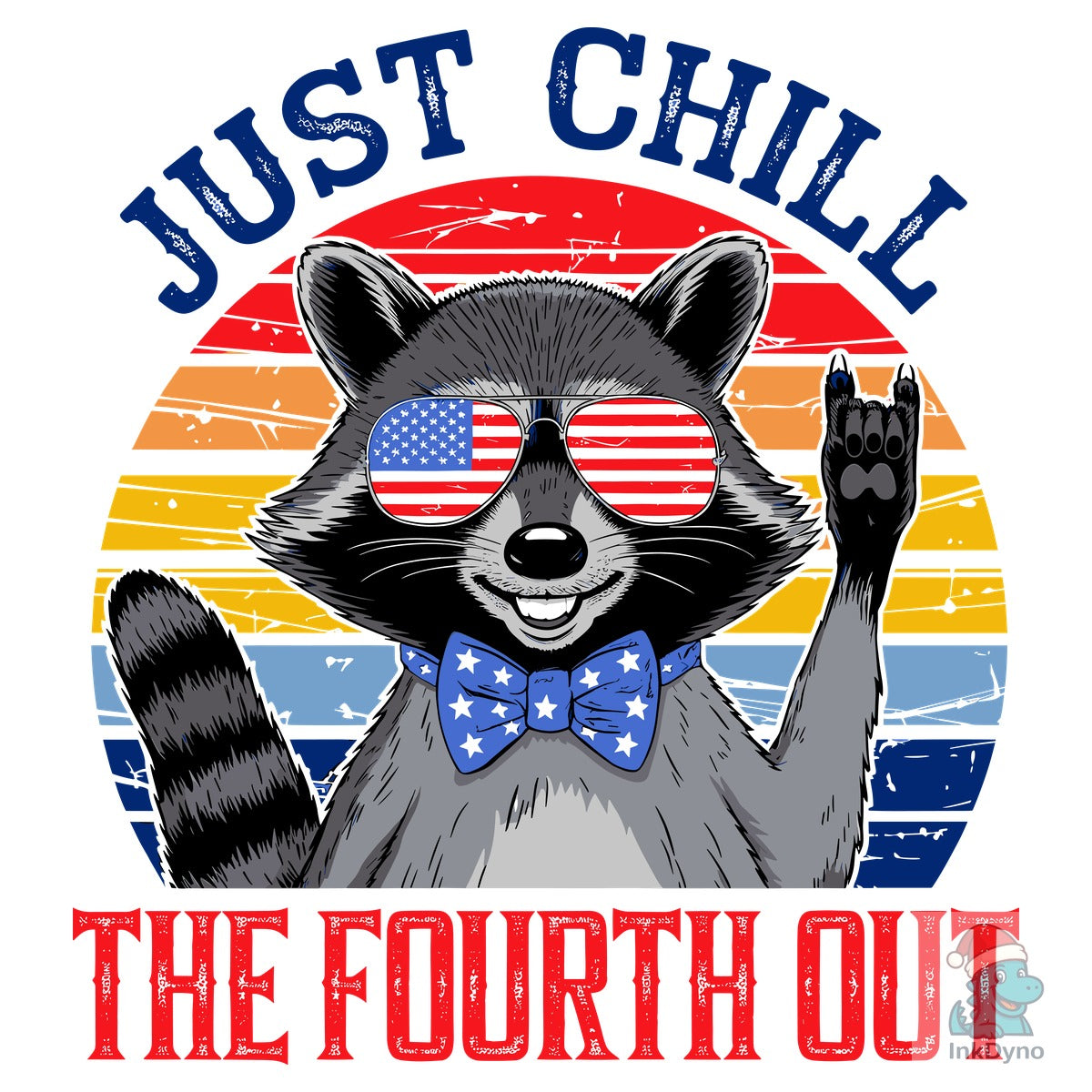 Retro Raccoon 4th of July Chill Vibes.