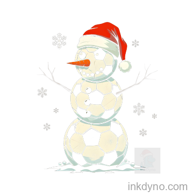 Festive Soccer Snowman With Santa Hat Design — DTF Transfer