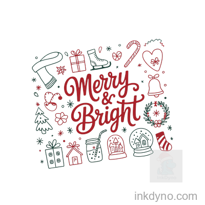 Merry And Bright Holiday Design Transfer — DTF Transfer