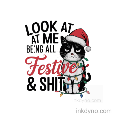 433. Grumpy Cat , DTF Transfer – Ready to Press (Christmas)