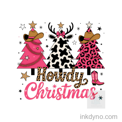 Howdy Christmas Western Style Tree Design — DTF Transfer