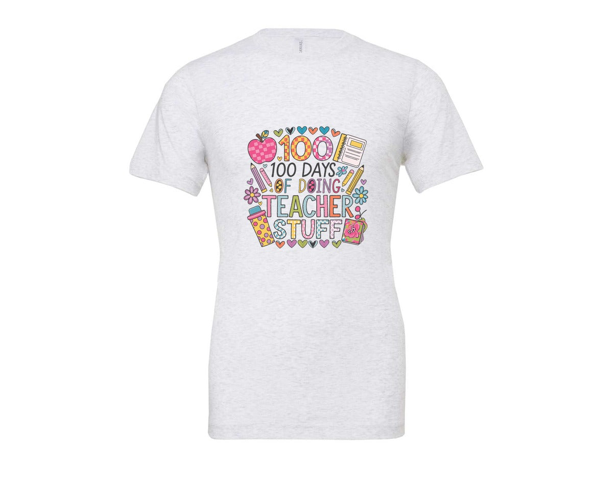 brand:Bella Canvas|color:Ash Grey|100 Days Of School 57 Graphic T-Shirt
