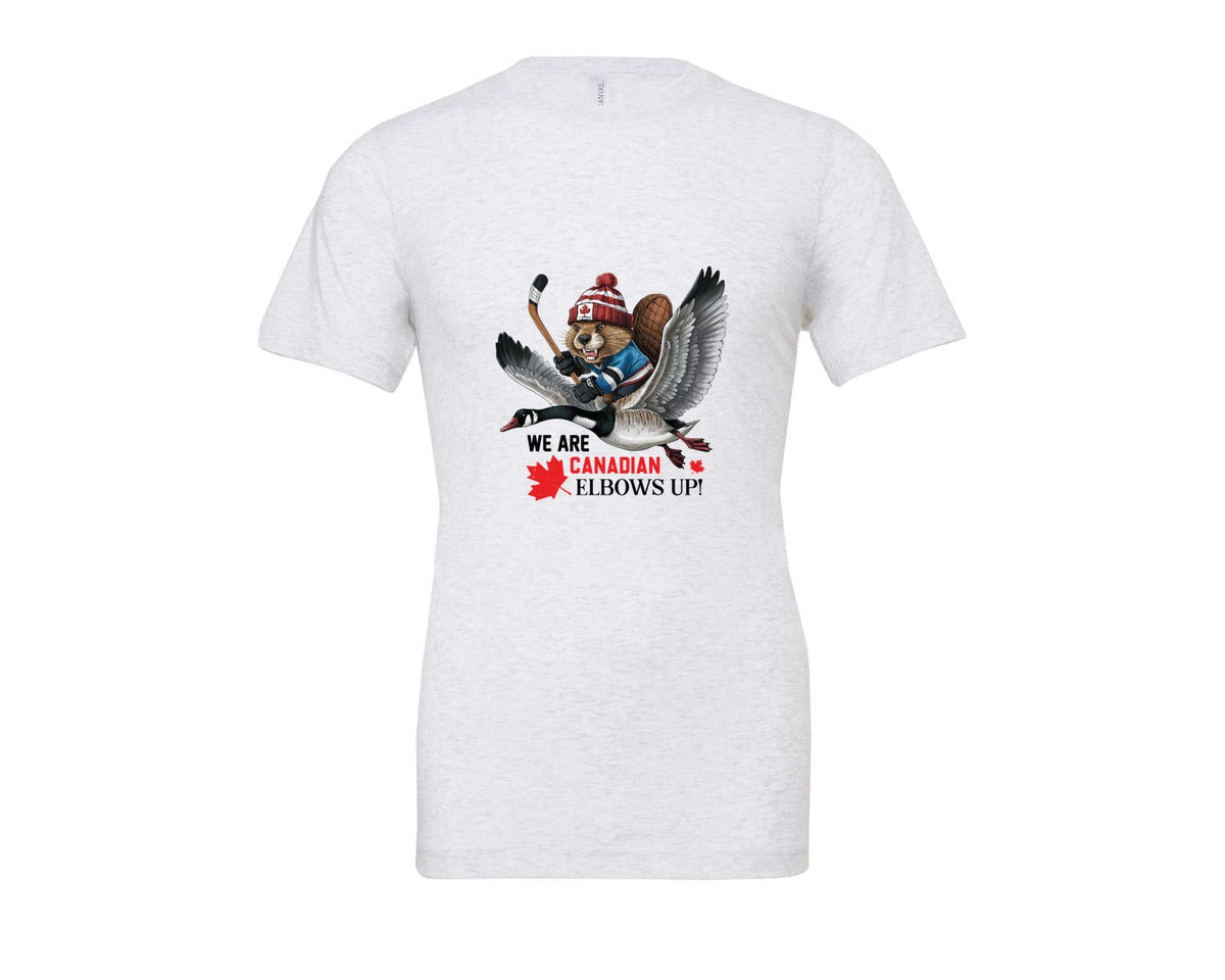 brand:Bella Canvas|color:Ash Grey|We Are Canada Elbows Up 2 Graphic T-Shirt