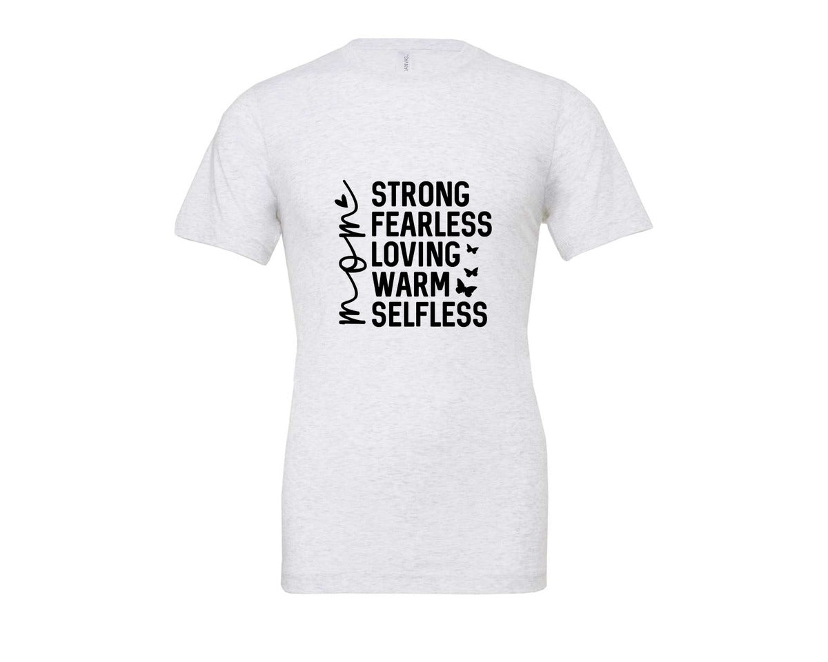brand:Bella Canvas|color:Ash Grey|Strong Fearless Loving Warm Selfless Graphic T-Shirt