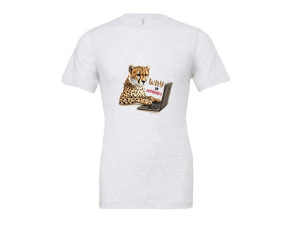 brand:Bella Canvas|color:Ash Grey|Tiger Typing On A Laptop T Shirt Print Graphic T-Shirt
